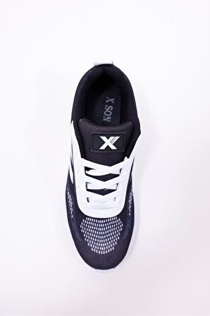 Dijital Baskılı Unisex Lacivert Sneaker - Beyaz Desenli Günlük Ayakkabı