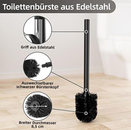 Paslanmaz Metal Wc Klozet Tuvalet Fırçası 33x8x7 (1 Adet)