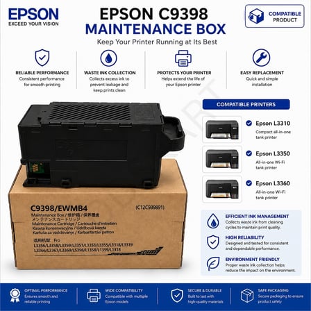Epson Ecotank L3350 C12C939891 bakım atık kutusu (çipli) waste ink maintenance box