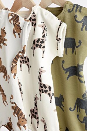 % 100 Pamuklu Black White Safari Romper 3’lü Set