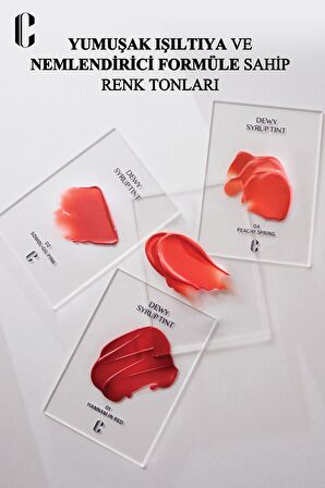 Işıltılı Renklerde, Nemlendirici, Uzun Süre Kalıcı Tint Clio Dewy Syrup Tint (03 Hannam Coral View)