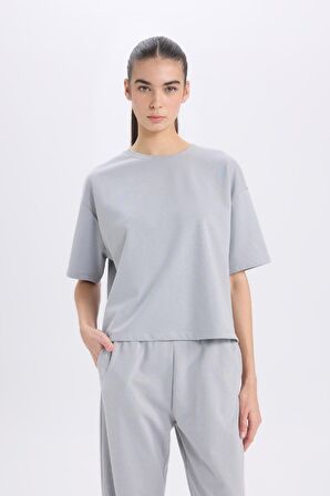 DeFacto Relax Fit Bisiklet Yaka Basic Düz Kısa Kollu Tişört C7630AX24AUGR453