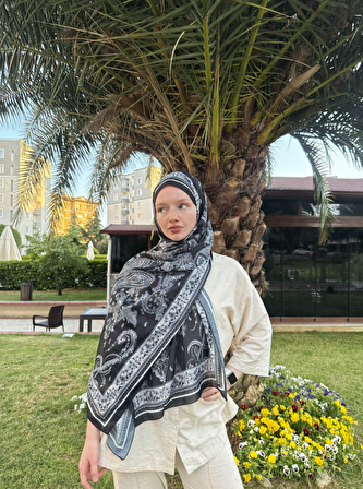 Timeless Weave Serisi Etnik Desen Şal Siyah