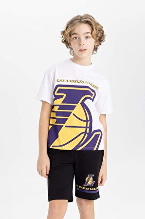 DeFacto Erkek Çocuk NBA Los Angeles Lakers Oversize Fit Bisiklet Yaka Kısa Kollu Tişört C0388A824SMWT34