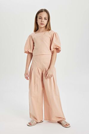 DeFacto Kız Çocuk Wide Leg Geniş Paça Pamuklu Pantolon C0448A824SPOG598