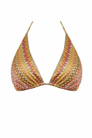 DeFacto x Ayje Boyundan Bağlamalı Desenli Üçgen Bikini Üstü C6155AX24HSYL61