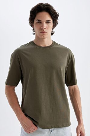 DeFacto Boxy Fit Bisiklet Yaka Basic Düz Kısa Kollu Tişört D5071AX24HSKH361