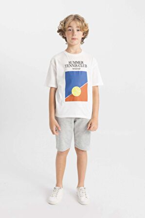 DeFacto Erkek Çocuk Oversize Fit Bisiklet Yaka Baskılı Kısa Kollu Tişört C4901A824HSER105