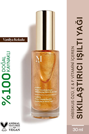 Golden Hour Vitamin İçerikli Işıltılı Saç ve Vücut Yağı Vanilya 30 ml
