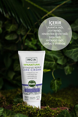 INCIA %100 Doğal Onarıcı Bakım Kremi Yoğun Nemlendirici Cilt Bakım Lavanta Avokado Shea Vegan 50 ml