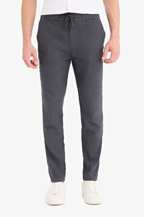 DeFacto Yazlık Beli Lastikli Jogger Pantolon Slim Fit Dar Kesim Düz Paça Pamuklu Cepli D2671AX25SMGR439