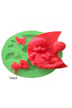 Bebek Modeli Silikon Şeker Hamuru Dekor, Sabun, Saksı Ve Mum Kalıbı