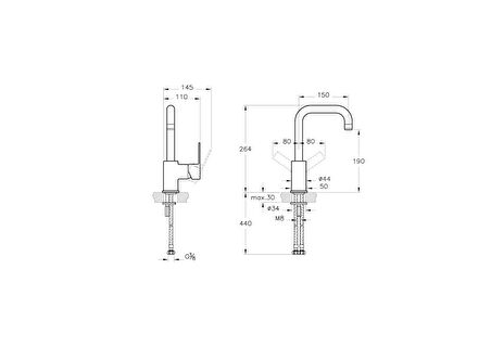 Artema Flo S A4193923 Döner Borulu Lavabo Bataryası, Altın