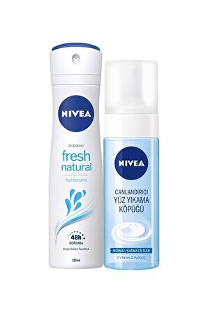 Nivea Fresh Natural Kadın Deodorant Sprey 150Ml+Yüz Temizleme Köpüğü Normal Ve Karma Ciltler 150 Ml