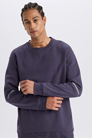 DeFactoFit Standart Fit Bisiklet Yaka Kalın Sweatshirt