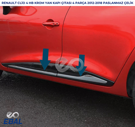 Renault Clio 4 HB Krom Yan Kapı Çıtası 4 Kapı P. Çelik 2012-2018