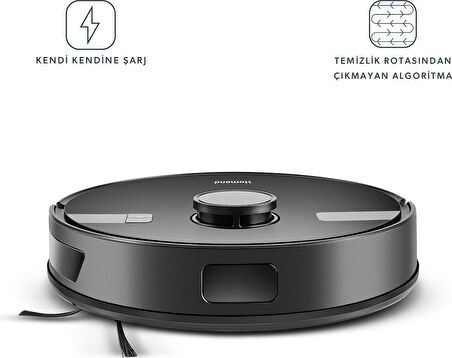 Homend Alex Laser 1291H Moplu ve Haritalamalı Akıllı Robot Süpürge Siyah