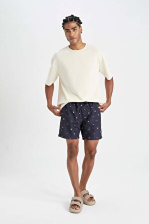 DeFacto Regular Fit Desenli File Astarlı Kısa Boy Deniz Şortu M8328AZ24HSNV100