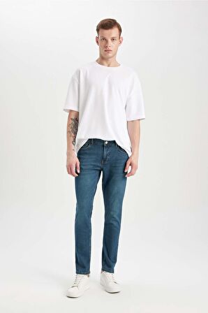 DeFacto Pedro Slim Fit Dar Kalıp Normal Bel Dar Paça Jean Pantolon B0398AX24SPNM41