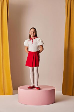 DeFacto Kız Çocuk 23 Nisan Çocuk Bayramı Kırmızı Gabardin Şort Etek A1927A825SMRD282