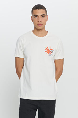 Standart Fit Normal Kesim %100 Pamuk Baskılı Bisiklet Yaka Tişört