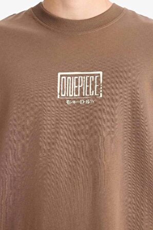 DeFacto %100 Pamuk One Piece Loose Fit Bisiklet Yaka Sırt Baskılı Kısa Kollu Tişört E0713AX25SMBN322