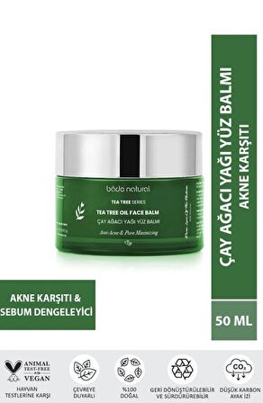 Bade Natural Çay Ağacı Akne Karşıtı ve Gözenek Sıkılaştırıcı Arındırıcı Yüz Balmı 50 ml