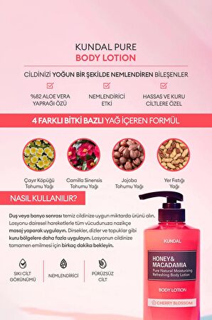 Yoğun Nemlendirme Etkili Dörtlü Vücut Bakım Seti KUNDAL Body Care Gift Box (Cherry Blossom)