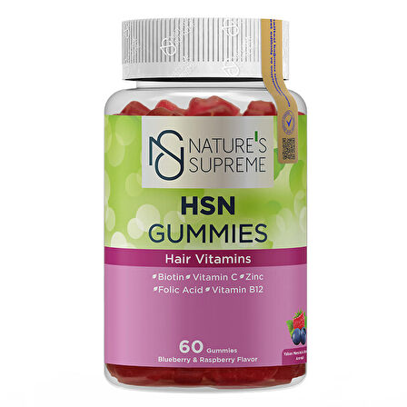 Nature's Supreme HSN Gummies 60 Çiğnenebilir Form - KIRMIZI MEYVELER
