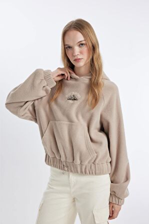 Yılbaşı Temalı Coool Loose Fit Slogan Desenli Polar Sweatshirt