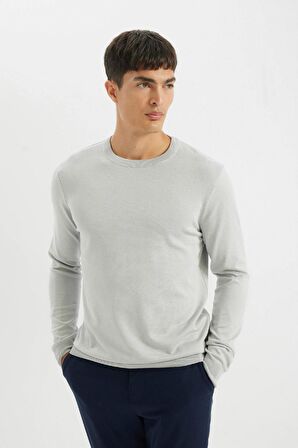 DeFacto Standart Fit Normal Kesim Bisiklet Yaka Basic Düz Triko Rahat Kazak A5268AX24AUGR192