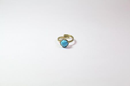Doğal Taş Firuze Çıtır Doğal Taşlı Ayarlanabilir Yüzük