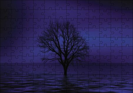 Cakapuzzle  Göl İçinde Kury Ağaç Puzzle Yapboz MDF Ahşap