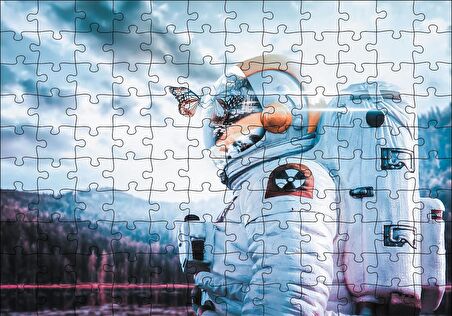 Cakapuzzle  Astronot Kelebek Doğa Puzzle Yapboz MDF Ahşap