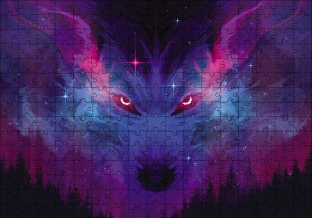 Cakapuzzle  Orman Gökyüzünden Kurt Figürü Puzzle Yapboz MDF Ahşap