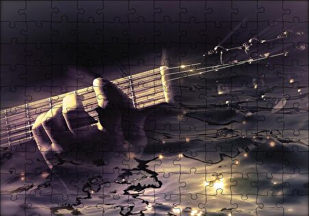 Cakapuzzle  Gitar Su Işık Yansımaları Fantastik Puzzle Yapboz MDF Ahşap