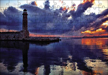 Cakapuzzle  Deniz Feneri Gün Batımı Puzzle Yapboz MDF Ahşap