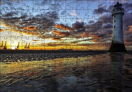 Cakapuzzle  Deniz Feneri Liman Puzzle Yapboz MDF Ahşap