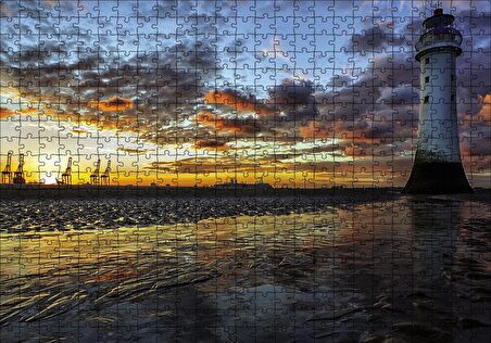 Cakapuzzle  Deniz Feneri Liman Puzzle Yapboz MDF Ahşap