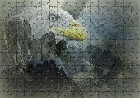 Cakapuzzle  Karlı Dağlar Sarı Gagalı Kartal Puzzle Yapboz MDF Ahşap