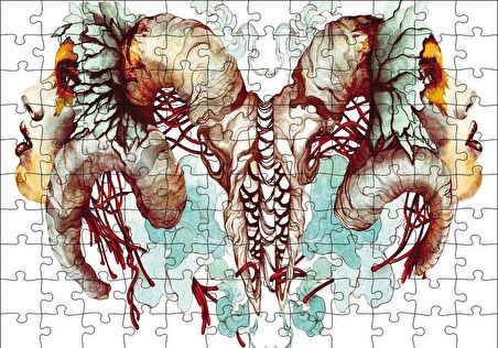 Cakapuzzle  İki Çift Boynuzlu Yüz Puzzle Yapboz MDF Ahşap
