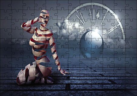 Cakapuzzle  Dilimli Kadın Figüri Zaman Puzzle Yapboz MDF Ahşap