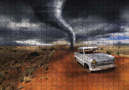 Cakapuzzle  Hortumdan Kaçan Otomobildeki Maymun Puzzle Yapboz MDF Ahşap