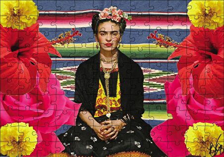 Cakapuzzle  Frida Kahlo Çiçekli Puzzle Yapboz MDF Ahşap