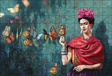 Cakapuzzle  Frida Kahlo Kelebekli Puzzle Yapboz MDF Ahşap