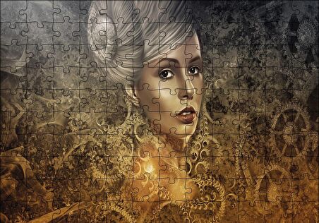 Cakapuzzle  Gotik Karanlık Steampunk Portre Kadın Genç Puzzle Yapboz MDF Ahşap