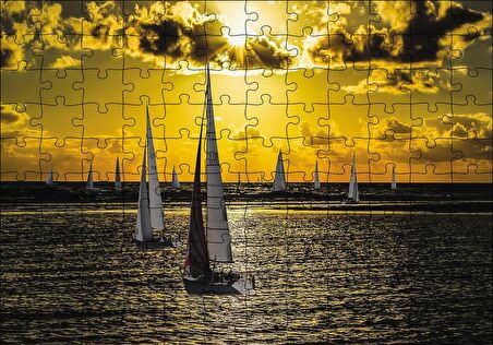 Cakapuzzle  Günbatımında Yelkenliler Puzzle Yapboz MDF Ahşap