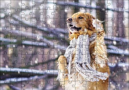 Cakapuzzle  Atkılı Köpek Puzzle Yapboz MDF Ahşap