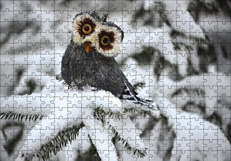 Cakapuzzle  Karda Baykuş Puzzle Yapboz MDF Ahşap