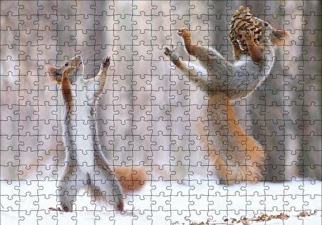 Cakapuzzle  Karda Oynayan Sincaplar Puzzle Yapboz MDF Ahşap